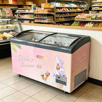 Glass Top Single Curved Ice Cream Chest Display Freezer Commercial Freezer Air Cooling Mechanical