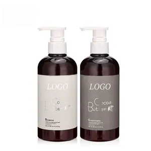 Shampoo e condicionador para cabello profissional para manteiga de cacau orgânica, produto de limpeza profunda por atacado
