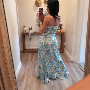Vestido sin Tirantes con Estampado Floral, Diseño con Abertura en la Cintura, Vestido de Cóctel Transpirable, Moda Femenina Primavera 2025 - Product Image 2