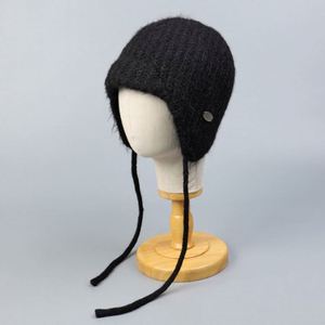 2025 Winter New Arrival Wool Knitted <b>Hat</b> <b>for</b> Women Fashion Warm Ear Protection Beanie <b>Hat</b> With Strings - Product Image 6