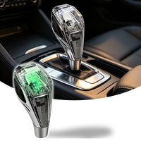 Pommeau de levier de vitesse LED en cristal avec logo personnalisé, tactile et lumineux, universel pour voiture, avec lumière rechargeable par USB