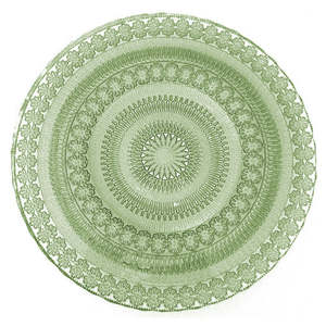 طبق زجاجي فاخر مزخرف بزهور ذهبية مع لون أخضر لعام 2025 - Product Image 1