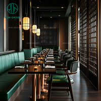 Luxe haut de gamme rond demi-cercle en cuir incurvé hôtel café restaurant Table chaise ensembles stand sièges meubles stand
