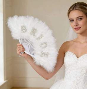 Ventaglio di <span class=keywords><strong>piume</strong></span> bianco per la <span class=keywords><strong>sposa</strong></span>, per addio al nubilato, weekend di addio al nubilato, giro turistico tra ragazze, matrimonio, fidanzamento, decorazione per la doccia nuziale, regalo - Product Image 2