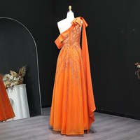 Jancember SZ323 Élégant Orange Une Épaule Perles Diamant Soirée Occasion Robes Formelles