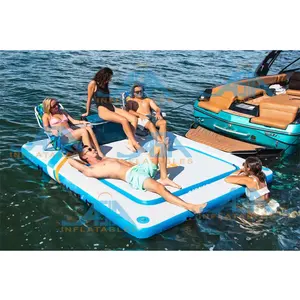 Drop Stitch Inflatable Yacht Dock Air Jet Ski Floating Pontoon Island Dock Deck Inflatable Floating Leisure Platform