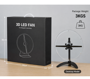 Ventilador Holográfico de Escritorio de 42 cm con Soporte de Mesa Negro |   Estuche Protector con Pantalla LED Holográfica 3D para Tiendas y Recepción de Hoteles - Product Image 5
