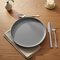 Service de vaisselle de luxe Guangda en grès, 16 pièces, assiettes, bols et tasses en céramique gris moderne |   Compatible lave-vaisselle/micro-ondes/four
