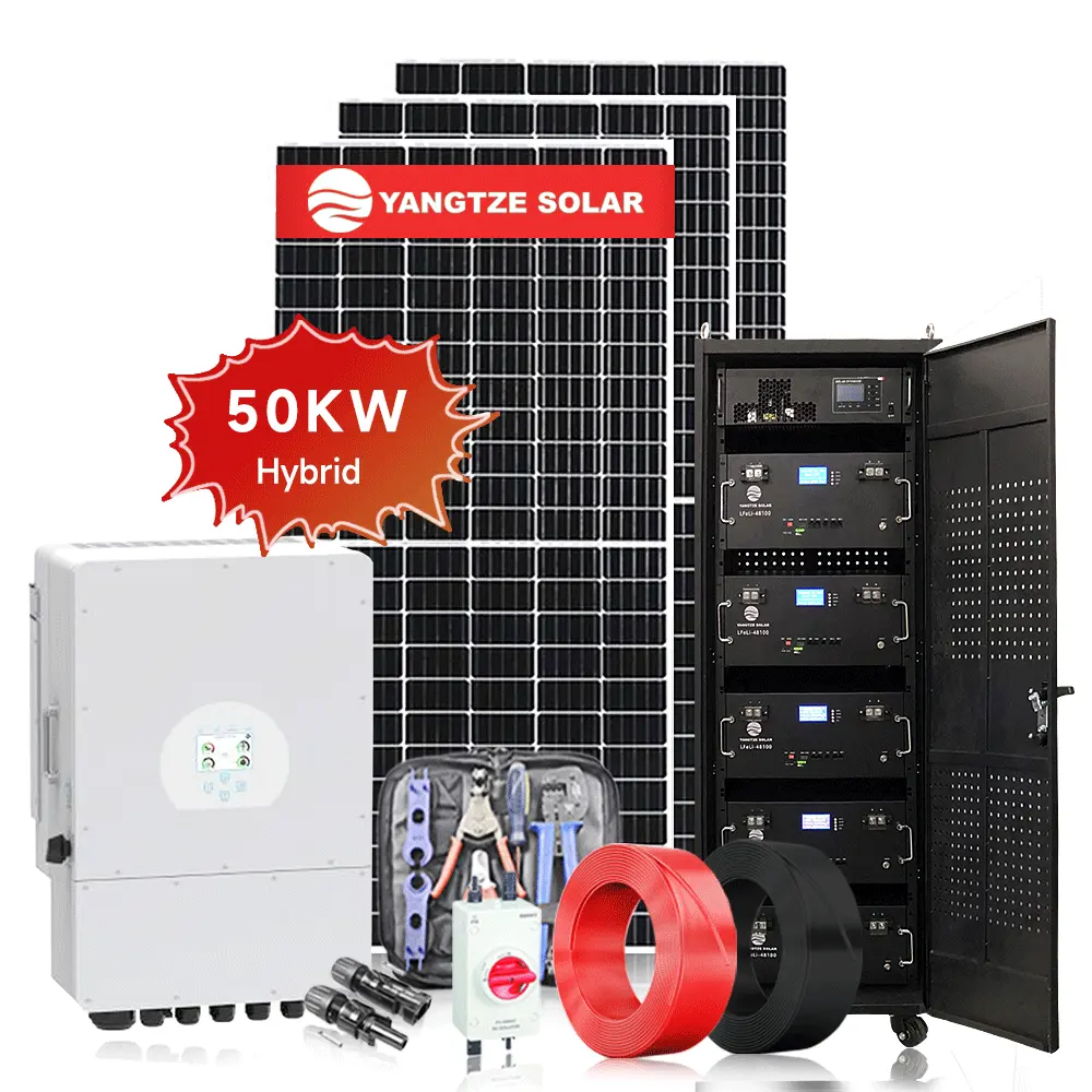 30kw 50kw100kw 150kw hibrid ızgara kapalı güneş enerjisi sistemi yenilikçi 50kw hibrid ızgara kapalı güneş çözümü