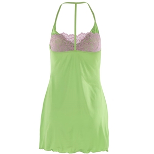 Custom Lime <b>Green</b> Satin Nightgown Cowl Neck Slip Dress Contrast Lace Chemise Women Sleepwear OEM Manufacturer - Product Image 1
