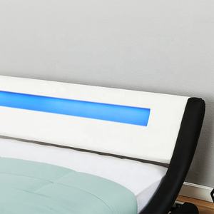 سرير من الجلد بتصميم إيطالي من ويلسون على شكل إنزو مع إضاءة ليد سرير خشبي حجم مزدوج مع لوح طري أثاث منزلي - Product Image 4