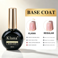 30ml KLANA Gel de finition et de base sans résidu, brillant, longue tenue, à retirer par trempage, pour lampe LED, nail art et manucure
