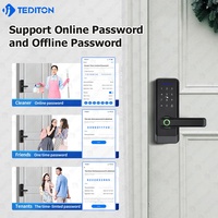 Cerradura de Puerta Biométrica Inteligente con Lector de Huellas Dactilares Semiconductor 6085, Seguridad Electrónica sin Llave, App Ttlock Tediton