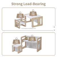 VSUCH Ensemble Table et 2 Chaises Montessori Modernes en Plastique pour Tout-Petits – Écologique, Sûr, Hauteur Réglable, Idéal Appartement et Chambre