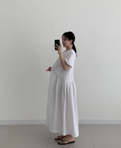 Robe longue décontractée pour femme à manches courtes, col rond, coupe trapèze ample, idéale pour les vacances d'été - Product Image 4