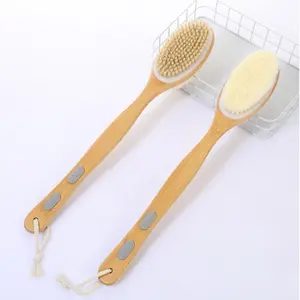 2024 Newest Natural Wooden Massage Body Brush, Back Scrubber for Shower with Long Handle Bathing Pad Shower and Bath Brush