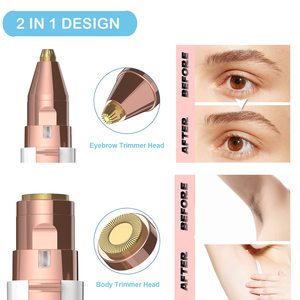 BZ-202B 2 in 1 <b>Mini</b> <b>Lipstick</b> Style Women Electric Hair Remover Nose Hair Trimmer Portable Facial Hair Removal Device - Product Image 3