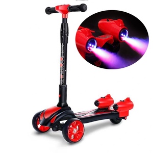 Trottinette pour enfants pliable, à trois roues, avec lumières, musique et jet de lumière, trottinette fusée pour enfants - Product Image 1