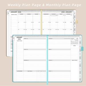 Cross-border 2026 A5 Leather Weekly Planner Thread Sewing Bound 72 Sheets Strap Design Notebook & <b>Calendar</b> - Product Image 3