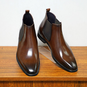 Bottes Chelsea en <span class=keywords><strong>cuir</strong></span> <span class=keywords><strong>vintage</strong></span> britanniques pour <span class=keywords><strong>homme</strong></span> Aofu, faites à la main, hautes, courtes, pour l'hiver, modèle 4039 - Product Image 3