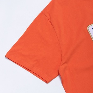 T-<span class=keywords><strong>shirt</strong></span> en coton personnalisé pour <span class=keywords><strong>homme</strong></span> avec patch brodé carte du monde, streetwear, col rond, manches courtes, décontracté, <span class=keywords><strong>orange</strong></span> - Product Image 4
