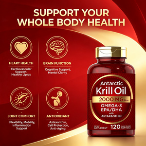 Aceite de <span class=keywords><strong>Krill</strong></span> Antártico 2000mg, 120 Cápsulas Blandas, Omega-3 EPA DHA con Astaxantina, Sin Gluten, Suplemento Dietético para la Salud del Corazón y el Cerebro - Product Image 3