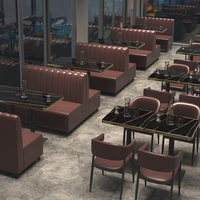 Bancs et tables en métal personnalisés pour restaurants et cafés, avec ensemble de canapés en cuir vert
