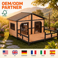 [En stock] Grande niche pour animaux de compagnie en bois massif pour jardin extérieur, imperméable et résistante à la pluie, avec balcon pour utilisation en extérieur