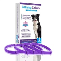Colliers apaisants et calmants pour animaux de compagnie, en plastique souple, anti-anxiété, design imperméable, ensemble de quatre pièces de luxe moderne, emballé en boîte colorée, vente en gros