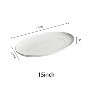 Elegante Set <span class=keywords><strong>di</strong></span> <span class=keywords><strong>Piatti</strong></span> Ovali in Porcellana Bianca <span class=keywords><strong>di</strong></span> Lusso, Nuovo Design, Sicuri per Casa e Hotel - Product Image 2