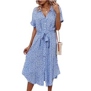 Nuovo Abito <span class=keywords><strong>Chic</strong></span> da Donna 2026 Primavera Estate Casual a Maniche Lunghe con Bottoni Frontali Tinta Unita, Linea ad A, Antirughe, Lunghezza al Ginocchio - Product Image 6