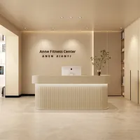 Bureau de réception commercial en bois pour magasin de vêtements, salon de beauté, studio de yoga - Design moderne et simple