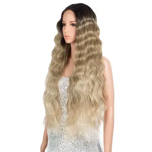 महान बाल गहरे पानी लहर उच्च गुणवत्ता ombre रंग बाल गर्मी प्रतिरोधी सिंथेटिक फीता सामने wigs सिंथेटिक बाल wigs