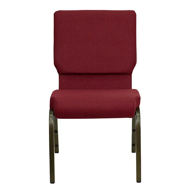 無料サンプル現代的な積み重ね可能な銅の金属フレームの色生地説教壇教会の椅子