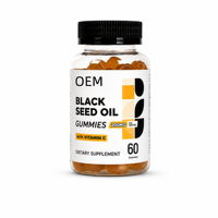 Gummies d'huile de nigelle noire naturelle, supplément de vitamine C, thymoquinone, formule pressée à froid, soutien immunitaire, pour adultes, marque privée OEM