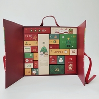 Boîte de calendrier de l'avent personnalisée en couleur pleine, gaufrée, laminée mat, avec doublure en éponge pour l'emballage de cadeaux de Noël, de bijoux et de produits de beauté