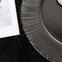 Assiettes en verre de mariage transparent de luxe BL210626-2 de 13 pouces assiettes à dîner en gros ensemble de vaisselle adapté à la décoration de mariage