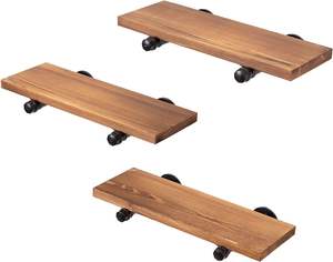 Houten Drijvende Planken Met Industriële Pipeholdersaset Of3-story Aan De Muur Gemonteerde Shelvesforbathroomsslaapkamers, Woonkamers, Kantoren - Product Image 4