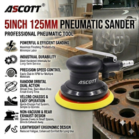 Ponceuse orbitale pneumatique industrielle 10000 tr/min à fixation auto-agrippante pour ponçage et polissage, ponceuse à paume 5'' (125 mm) double action, polisseuse à air