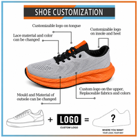 Chaussures de sport respirantes en mesh pour hommes, antidérapantes, semelle intermédiaire solide, semelle épaisse, lacets, style sportif décontracté, été, printemps, automne