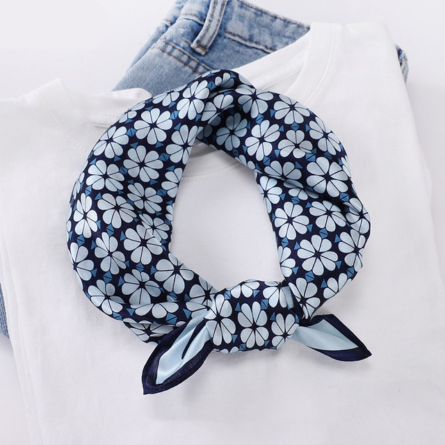 53*53CM Women Head Decoration Digital Printing Satin Square Silk Scarves