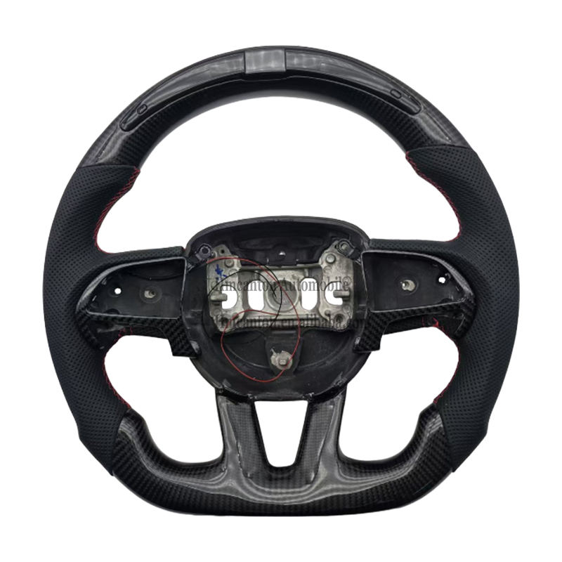 Carbon Fibre+Leather+Red Stitching+LED