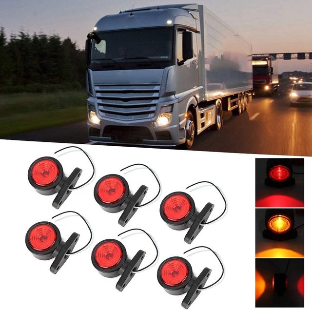 12V Dual Color LED Light Double Sided Red+Amber/White Truck Trailer Rubber Branch Side Marker Position Indicator Lamp