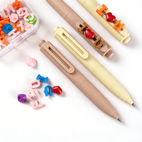 Pulpen Gel Kreatif Lucu DIY Grosir Pulpen Plastik Kawaii Motif Huruf Cinta Logo Kustom untuk Anak-anak dan Sekolah