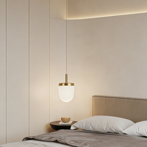 Suspension en verre et cuivre pour chambre à coucher, style nordique moderne et minimaliste, longue suspension pour chambre principale et bureau - Product Image 1