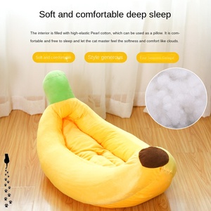 Lit pour chat en forme de banane jaune - Housse amovible douce et luxueuse lavable, maison pour animaux de compagnie multifonctionnelle pour chiens et chats <span class=keywords><strong>Hiver</strong></span> - Product Image 3