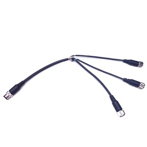 Kabel Splitter Sinyal/Daya Industri 1-ke-3 M12 8-Pin Male ke Female IP67 Tahan Air untuk Kabel Sensor - Product Image 2
