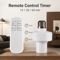 Lampu LED 220V dengan Remote Kontrol Nirkabel, Dudukan Lampu Model Sekrup Bahan PC, Soket E27, Dapat Diredupkan, Saklar Timer, Steker EU, Lampu Malam
