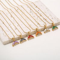 Kalung Liontin Ekor Putri Duyung Enamel Gaya Laut Emas Stainless Steel Sederhana Trendi Mewah Berlapis Emas 18K untuk Wanita dan Remaja Putri