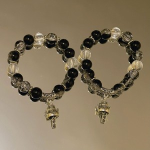Bracelet à perles bicolores pour hommes, pendentif chat porte-bonheur, bracelets perlés, accessoires de bijouterie - Product Image 2